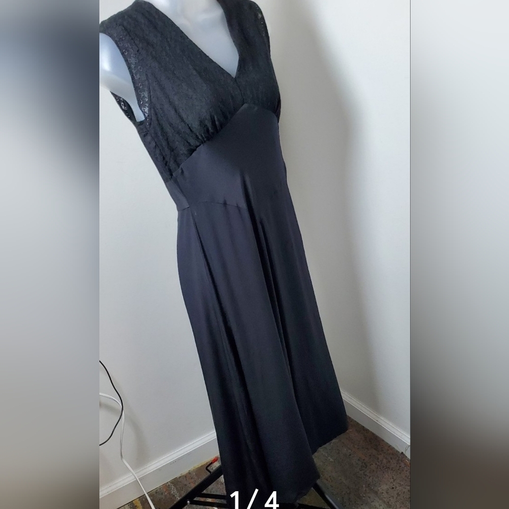 Free People Black Lace-Top Midi Dress